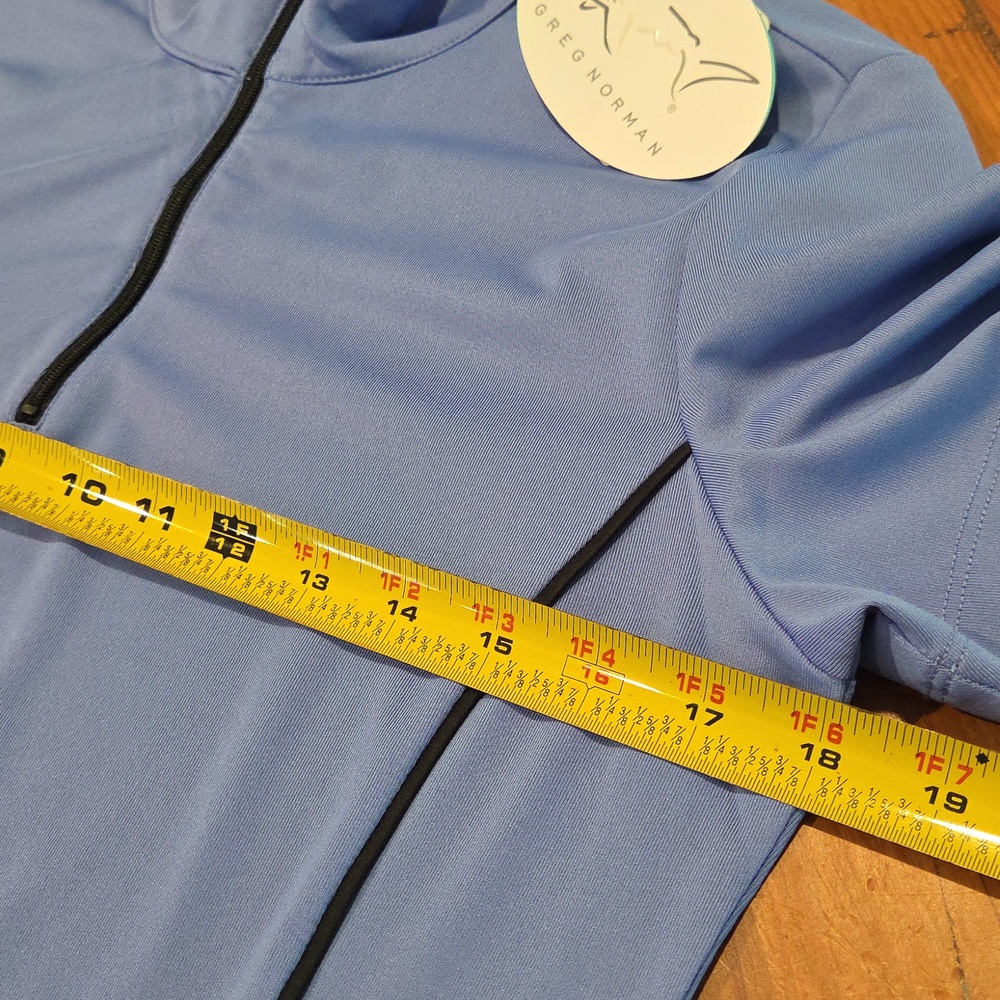 Greg Norman Play Dry Periwinkle Half Zip Golf Top Black Trim Small - Picture 8 of 9